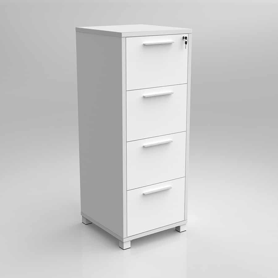 Network Vertical 4 Drawer Filing Cabinet - White Melamine