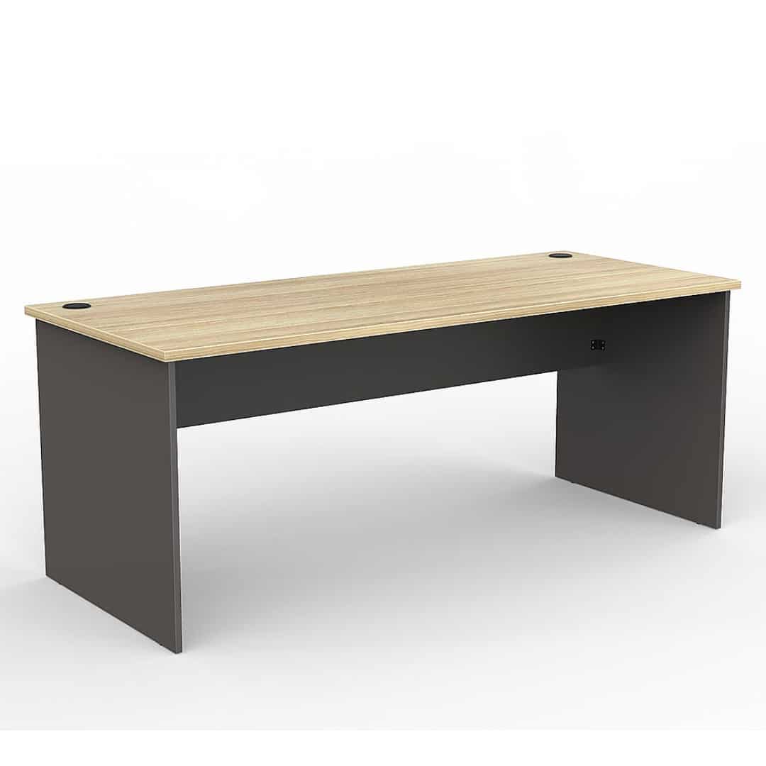 Classic - Office Straight Desk - Charcoal MFC Base - Oak Worktop