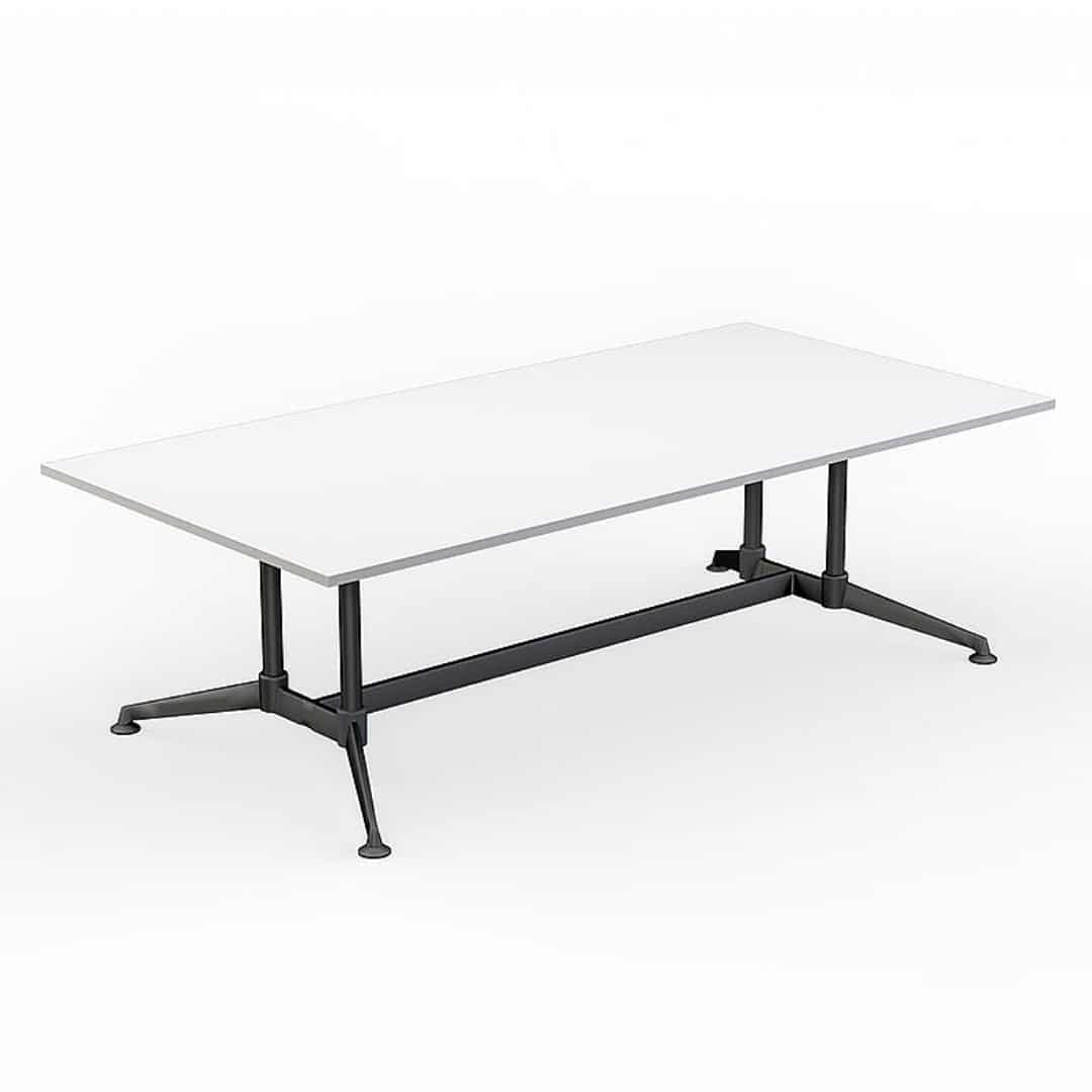 Kenex Large Conference Table - Rectangular - Black Frame - White Top