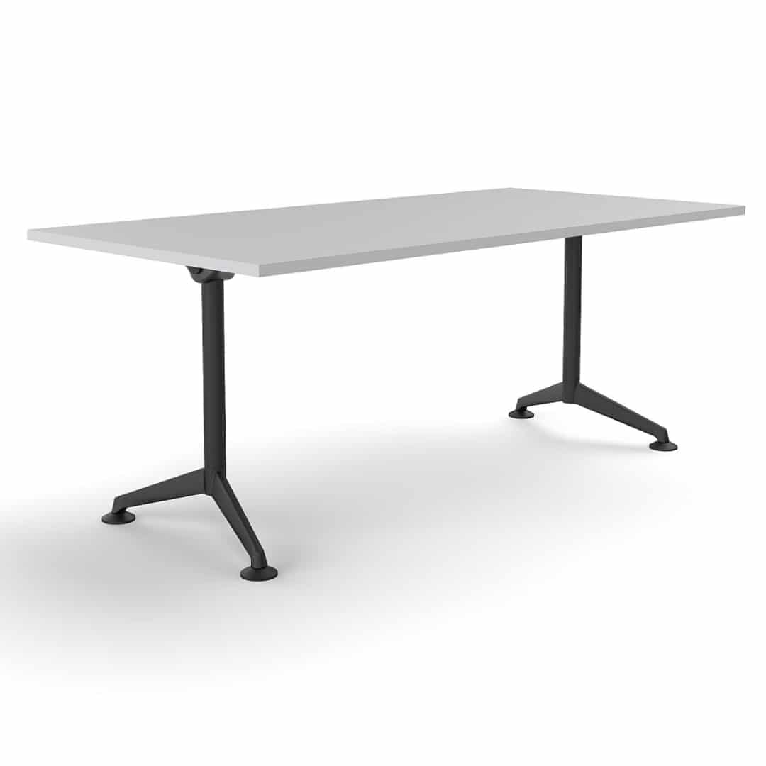 Kenex Fixed Leg Meeting Table - Rectangular - Black Frame - White Top