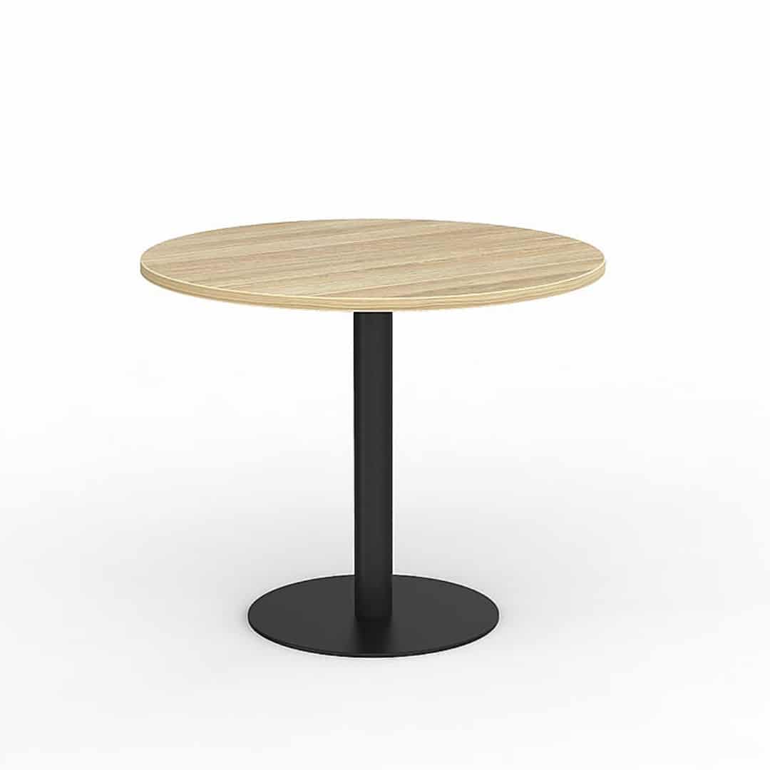 Classic - Disc Base Meeting Table - Black Disc Base - Oak Top