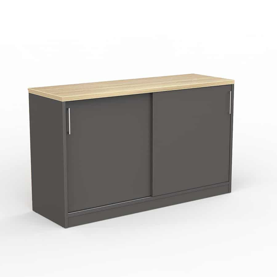 Network Sliding Door Credenza Storage Cabinet - Melamine