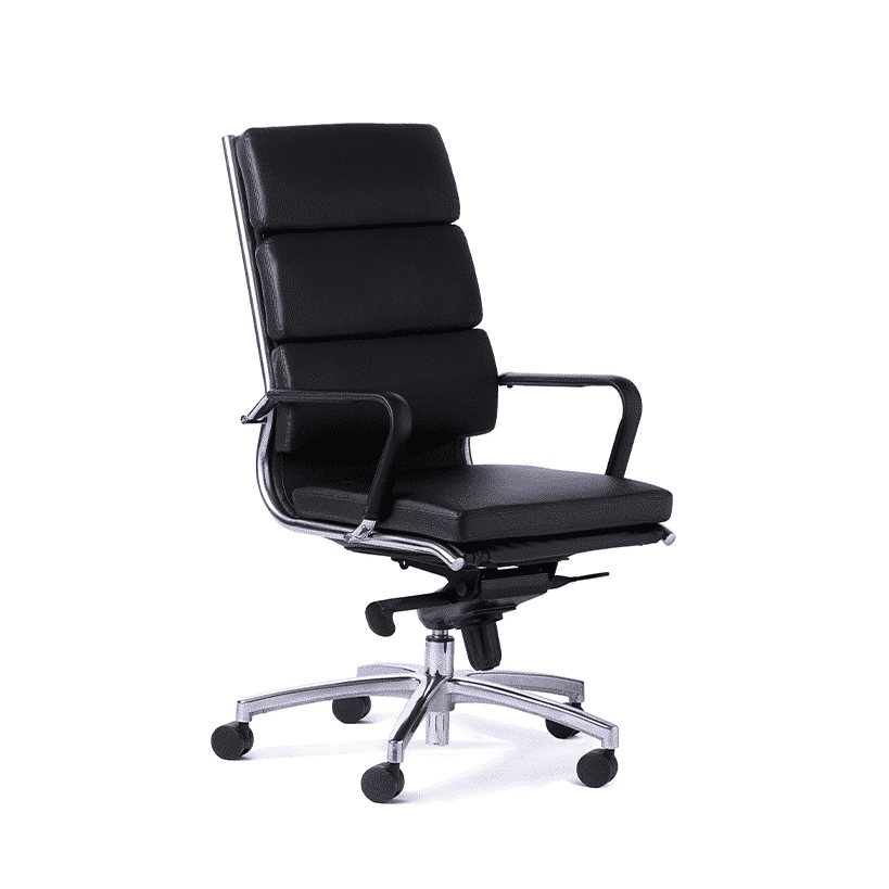 Director Highback Executive Chair – with Arms – Chrome – Eurotex PU Leather