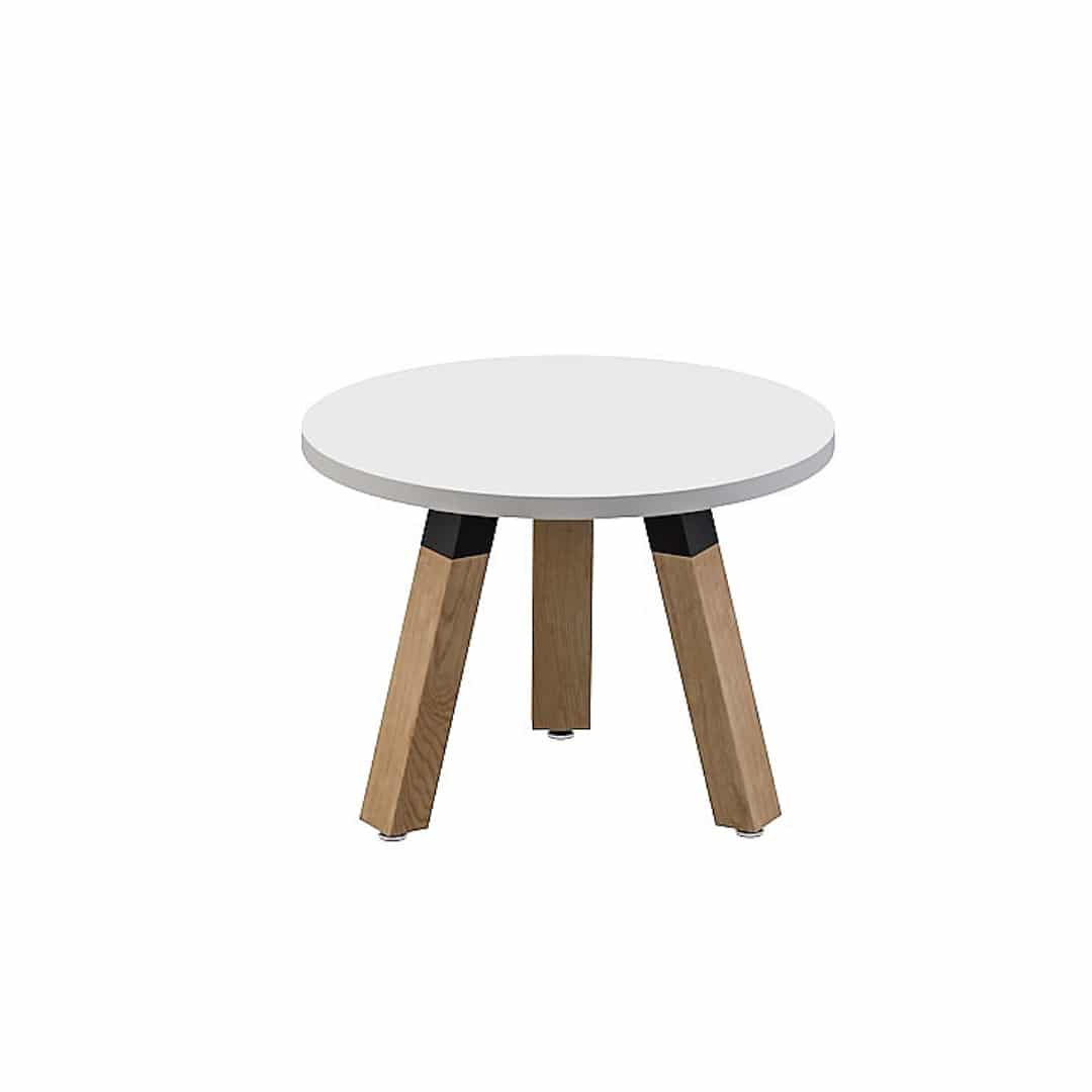 Plank Round Coffee Table - Oak Legs - White Top