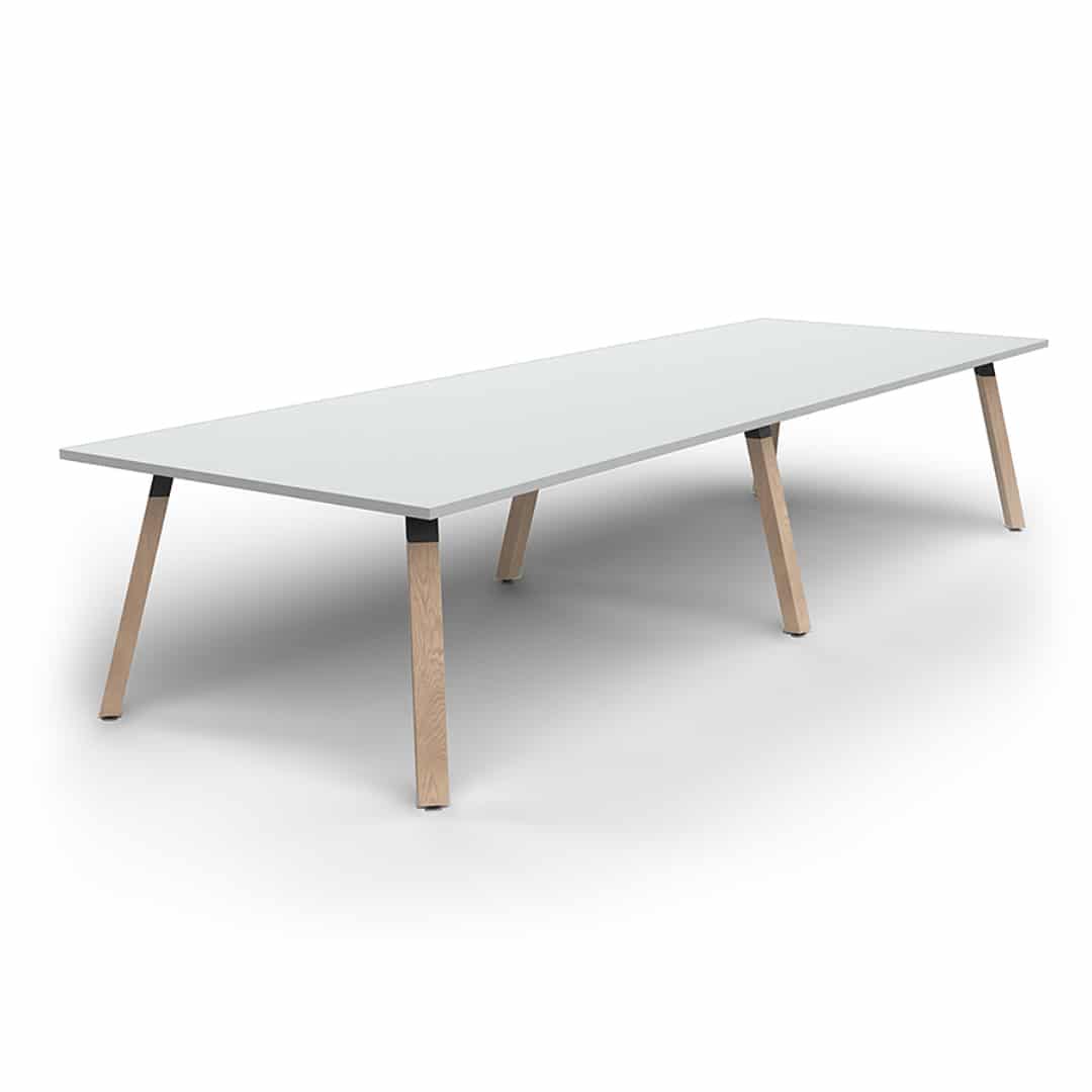 Plank Large Conference Table - Rectangle - Oak Legs - White Top