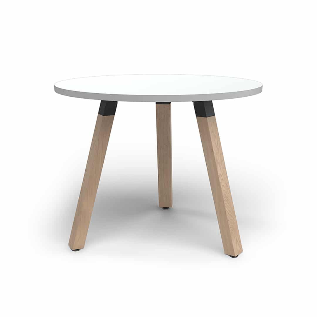 Plank Meeting Table Round - Oak Legs - White Top