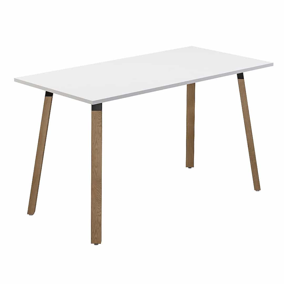 Plank Standing Height Table 1050H - Rectangle - Oak Legs - White Top
