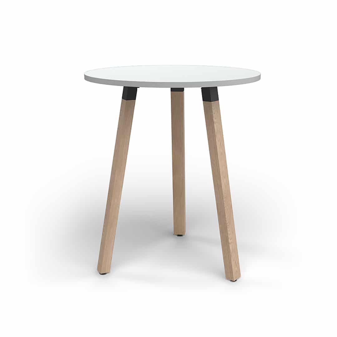 Plank Standing Height Table 1050H - Round - Oak Legs - White Top